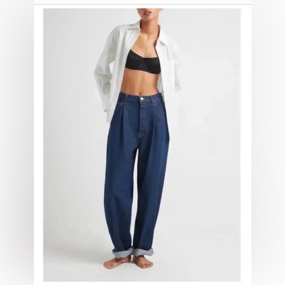 Mother Snacks! Pleated Fun Dip Puddle Jeans Cold Brew Dark Wash size 25 - Picture 2 of 8
